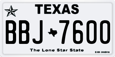 TX license plate BBJ7600