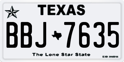 TX license plate BBJ7635