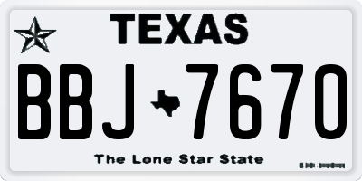 TX license plate BBJ7670
