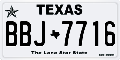 TX license plate BBJ7716