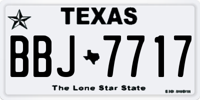 TX license plate BBJ7717