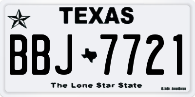 TX license plate BBJ7721