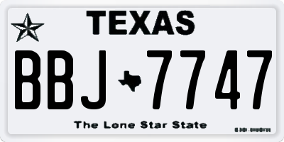 TX license plate BBJ7747