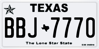 TX license plate BBJ7770