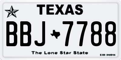 TX license plate BBJ7788
