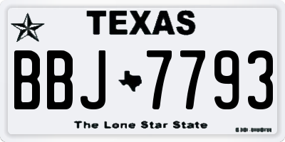 TX license plate BBJ7793