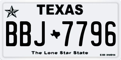 TX license plate BBJ7796