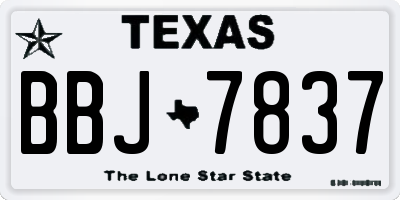 TX license plate BBJ7837
