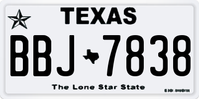 TX license plate BBJ7838