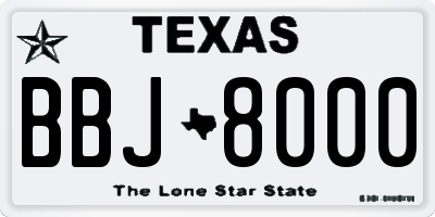 TX license plate BBJ8000