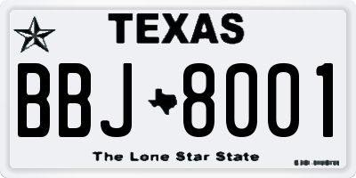 TX license plate BBJ8001