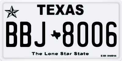 TX license plate BBJ8006