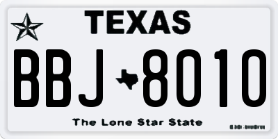 TX license plate BBJ8010
