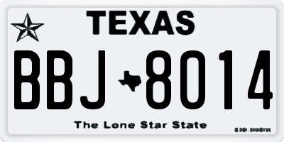 TX license plate BBJ8014