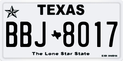 TX license plate BBJ8017