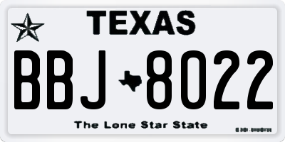TX license plate BBJ8022