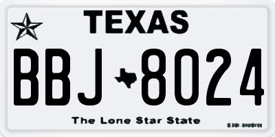 TX license plate BBJ8024