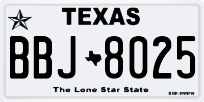TX license plate BBJ8025