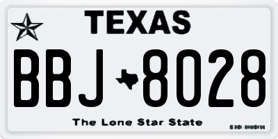TX license plate BBJ8028