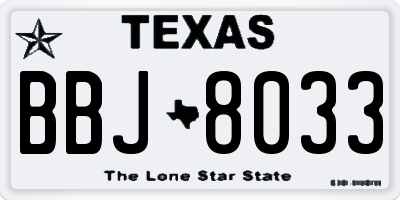TX license plate BBJ8033