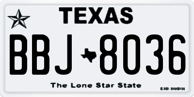 TX license plate BBJ8036