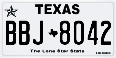 TX license plate BBJ8042