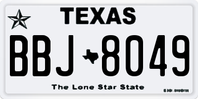 TX license plate BBJ8049