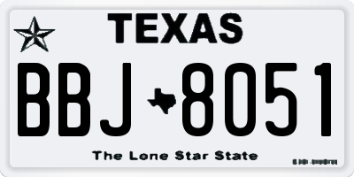 TX license plate BBJ8051
