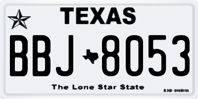TX license plate BBJ8053