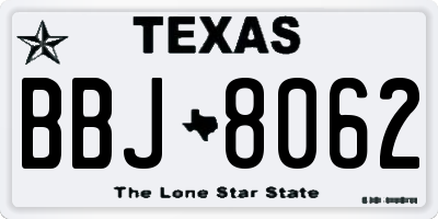 TX license plate BBJ8062