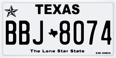 TX license plate BBJ8074