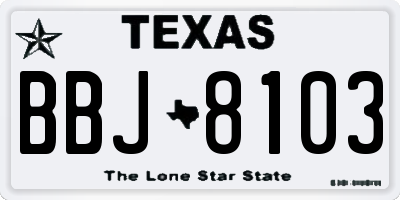 TX license plate BBJ8103