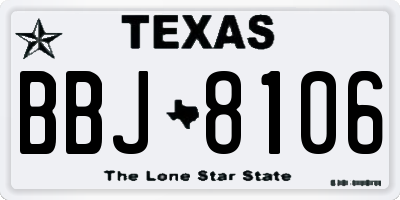 TX license plate BBJ8106