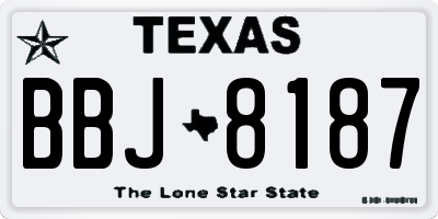 TX license plate BBJ8187