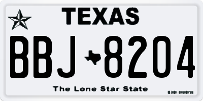 TX license plate BBJ8204