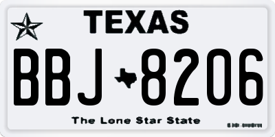 TX license plate BBJ8206