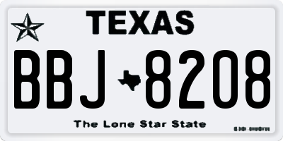 TX license plate BBJ8208