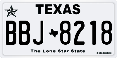 TX license plate BBJ8218