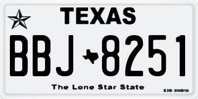 TX license plate BBJ8251