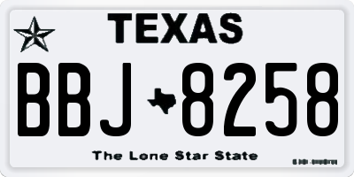 TX license plate BBJ8258