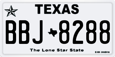 TX license plate BBJ8288