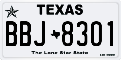 TX license plate BBJ8301
