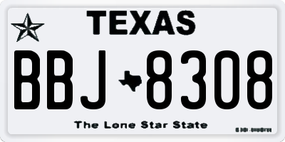 TX license plate BBJ8308