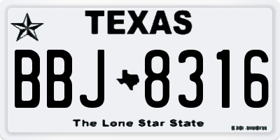 TX license plate BBJ8316