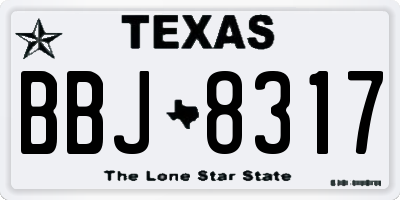 TX license plate BBJ8317