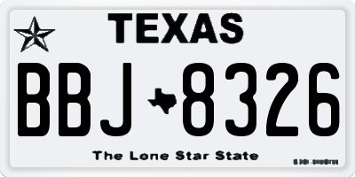 TX license plate BBJ8326