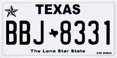 TX license plate BBJ8331