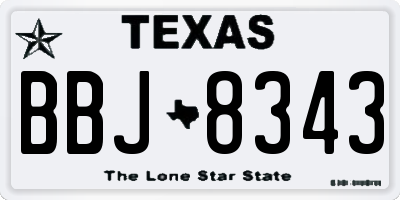 TX license plate BBJ8343