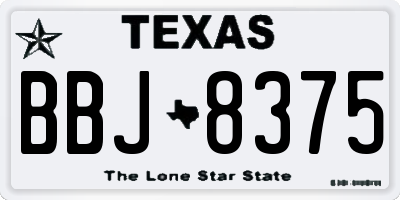 TX license plate BBJ8375