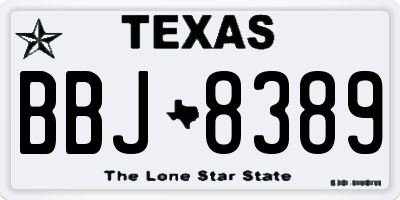 TX license plate BBJ8389